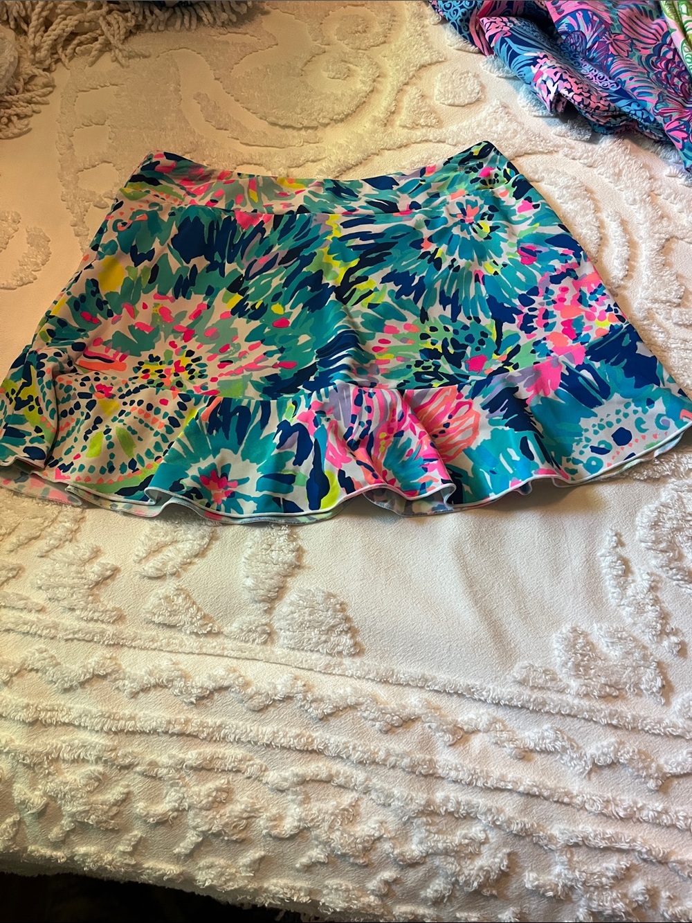 Lilly Pulitzer Blue Teal Pink Floral Ruffle Skort. Great condition size M - Picture 5 of 5